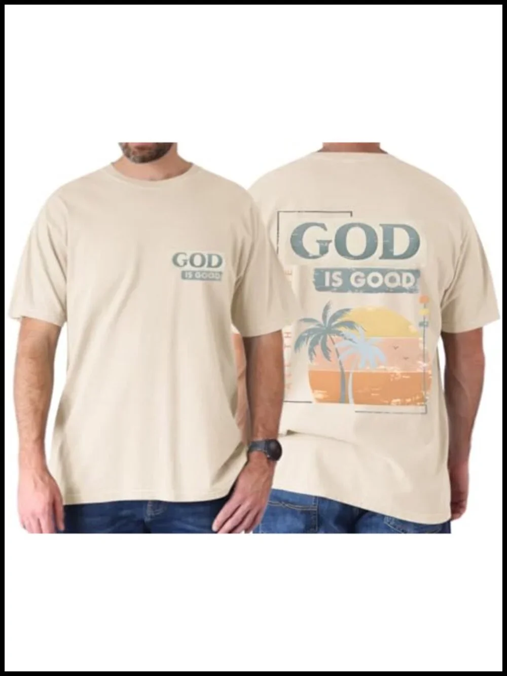 Men's Cotton Graphic T-Shirt God is Good Christian Faith Tee Loose Fit